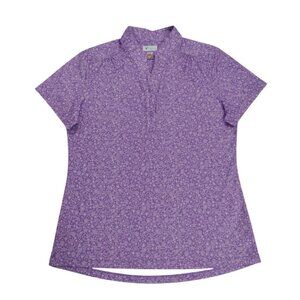 Greg Norman Women’s Purple Seashell Print Polo Shirt Size L NWOT Golf Top.